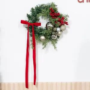 크리스마스 리스 벽장식 레드베리 250mm 벽걸이 소품 현관 문 카페 입구 데코 꾸미기 겨울 인테리어