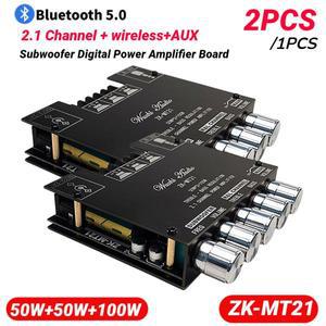 2.1 채널 블루투스 5.0 서브우퍼 앰프 보드 파워 오디오 스테레오 베이스 50WX2 + 100W 12V MT21 1 개 2