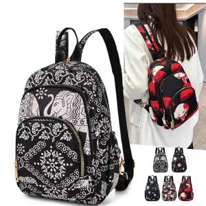 여성 미니백팩 슬링백 가벼운 나일론 방수 원단 꽃무늬 여자 작은 가방 출퇴근용 여행용 배낭