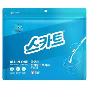 스카트 올인원 변기 청소 브러쉬 아쿠아 샤워 리필 24p 1개