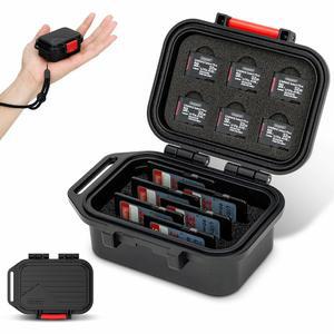 12 슬롯 휴대용 메모리 카드 케이스, IP67 방수 여행용 카메라 SD MicroSD 홀더 보관 SDXC SDHC CF Express 타입 A 6장 및 수직 디자인 TF MSD 6장용