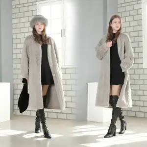 엘림모피 FAUX밍크클랙식 롱가디건 코트