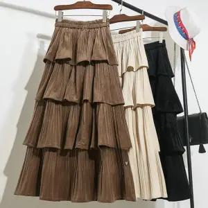 벨벳스커트 캉캉롱스커트 가을 밴딩 겨울 하이웨스트 미디