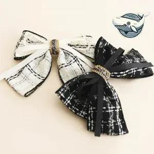 트위드 리본 헤어핀 세련된 헤어장식 고급 필수