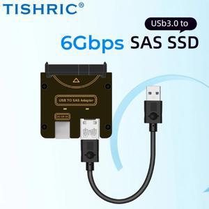 TISHRIC USB to SAS 29핀 어댑터 3.0 SSD 확장 카드 6Gbps 이지 드라이브 케이블 2.5/3.5인치 하드 데스크