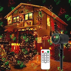 크리스마스 레이저 프로젝터 조명 12 패턴 이동식 레드 그린 라이트 야외 정원 별빛