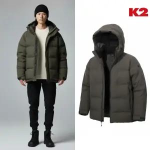 [백화점 출고] K2 패딩 남자 하이퍼 다운 어반 차콜 후드 탈부착 미들 헤비 구스 숏 점퍼 자켓