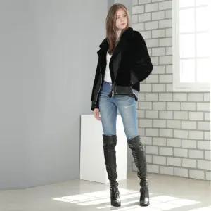 65얼티밋FAUXFUR밍크무스탕라이더자켓