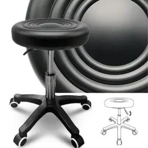 블랙 보조의자 원형 높이조절 미용 병원 스툴 작업 1인용 레자 인조가죽