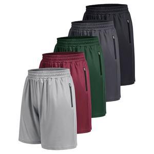 지퍼 포켓이 있는 부조 5팩 운동용 농구 남성 반바지 - 남성용 경량 퀵 드라이 짐 운동 러닝