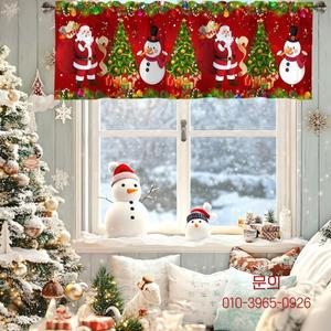 크리스마스 짧은 커튼 발란스 장식품 2025년 창문 주방 욕실용