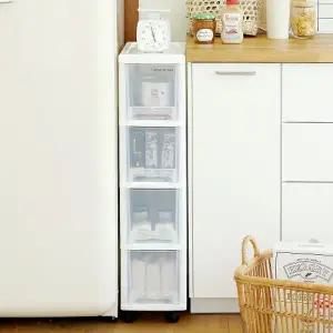 모던 슬림 틈새 서랍장 4단 (바퀴별매) 공간 활용 수납 정리함