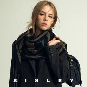 시슬리 시그니처 울 캐시미어 니트 머플러 가죽 벨트 2종