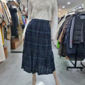 베네통/애플아울렛/네이처 체크 롱 스커트/BASK55461