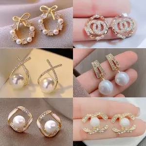 민민 여성용 골드 펄 셀링 진주 큐빅 데일리 다양품격 패션 피어싱 귀걸이 6종/4종/11종세트 다종세트
