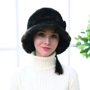 71프리미엄 천연 니팅밍크아인드장미모자