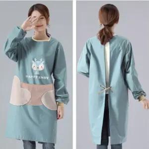 4색 1개 성인 학생 긴 팔 소매 방수 코팅 앞치마 가운 tnj2+8cOw