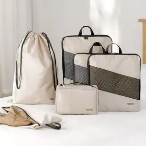 [콩심팥심]캐리어 수납 파우치 여행 짐 정리 압축 웨어 6종세트