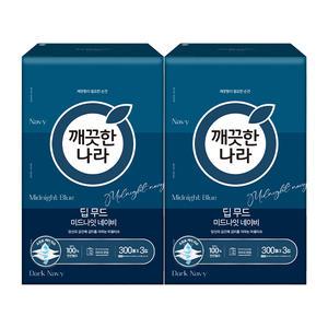 깨끗한나라 딥무드 미드나잇 네이비 미용티슈, 300매, 3입, 2개