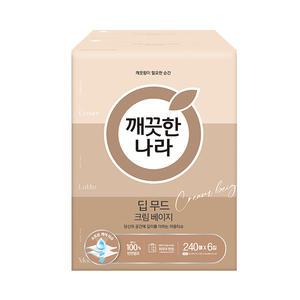 깨끗한나라 딥무드 크림 베이지 미용티슈, 240매, 6입, 1개