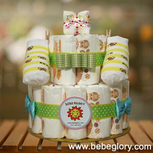 [완성품]초록이 기저귀케익2단-기저귀28개포함