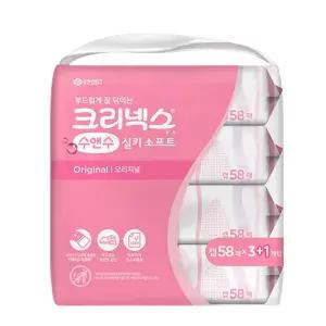 크리넥스 수앤수 오리지날 실키소프트 물티슈 캡형 58매x3+1입