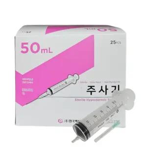 한국백신 일회용 주사기 50mL 21G x 32mm 25개입 멸균 개별포장