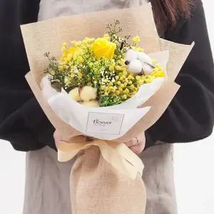 목화 조화 꽃다발 안개 48cm 인테리어 꽃 선물 장식 기념일 졸업식 발표회 학예회