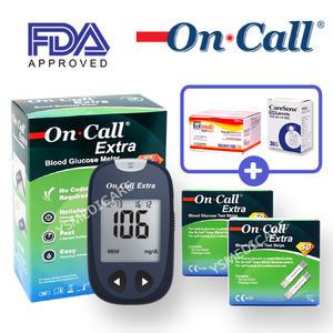 온콜 혈당 측정기+시험지100매+채혈기+채혈침100개+알콜솜100매 체크기 검사기 기계 당뇨 당