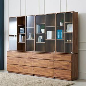 [로쏘]트리스 삼서랍 유리 책장 풀세트