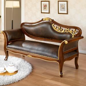 SL겔러리 베이 엔틱소파벤치 마호가니원목 2인용 엔틱골드 카페 호텔
