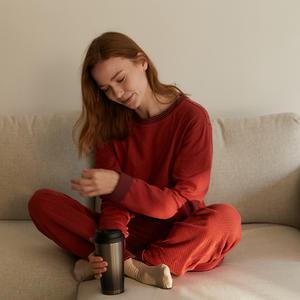 라페어 뽀송이 더블 위브 스트라이프 홈웨어 브릭 LWSGK556-BR