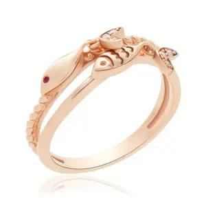 [비앤비골드] 14K/18K 더블 물고기 큐빅꼬리 레이어드 반지 SRS36100