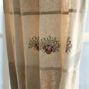 아트박스 모모제작소 꽃가람 자수 북유럽 린넨 커튼 베이지 125x225 250x225 2장)