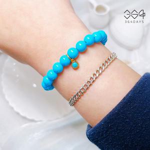 364days 비비드 하늘색 팔찌 임영웅팬덤 터키석 컬러 아크릴 구슬 비즈팔찌