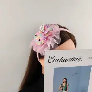 국산 KC인증 유아동 스팽글 헤어밴드 샤 주름과 스팽글 토끼의 여아 헤어패션 머리띠 1823