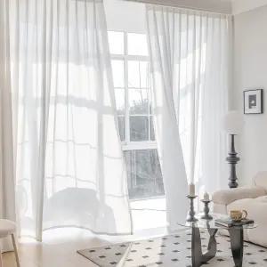 소프트밀크 아일렛 쉬폰커튼 대형+커튼봉세트