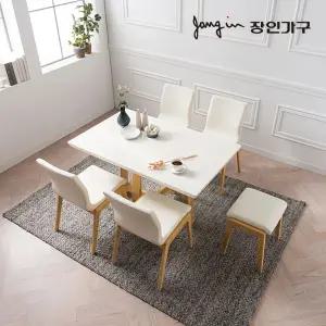 [롯데단독]  아마르 대리석 4인 식탁세트 (의자형, 스툴포함)