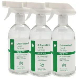 닥터 그린데이 에스 뿌리는 스프레이 손소독제 500ml 에탄올70% 3개 세트