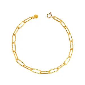 [한국금다이아몬드] 순금 팔찌 24K 여자 금팔찌 컷팅 클립 체인 3.75g 18K장식