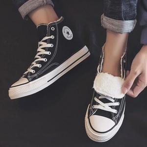 베리슈 남녀공용 커플 퍼안감 겨울 하이탑 캔버스화 방한화 스니커즈 남성 여성 털운동화 털신 털신발