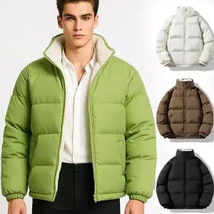 남성 가을 겨울 체커드 플래그 소매라벨 따뜻한 플러스벨벳 양모 웰론 패딩 점퍼 발수 보온 방풍 4칼라#1/