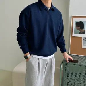 러버 단추 카라 오버핏 루즈 남여공용 커플 데일리 레이어드 빅사이즈 니트