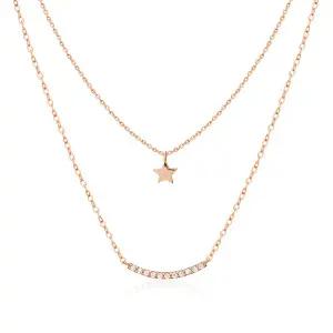 [비앤비골드] 18K 레이어드 스마일링 스틱바 체인 목걸이 MNN38906