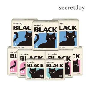 시크릿데이 블랙 중형 16P 4팩+대형 14P 3팩+롱라 20P 2팩+순한코튼 슬림핏 중형2P 증정O
