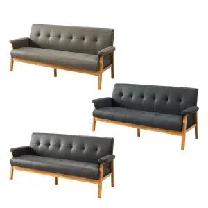 솔트 라인 3인용 원목 가죽소파 팔쿠션형 mif013