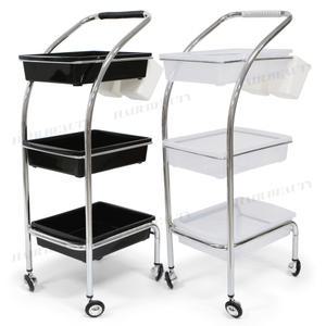 3단 블랙트레이 이동식 디자이너 셋트대 작업 츄레이 미용실 카트