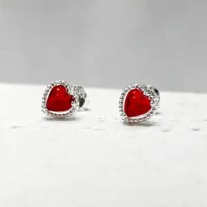 925 실버 은 귀걸이 레드 하트 M-APE010