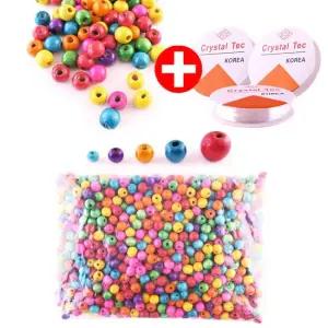 나무비즈 나무구슬 팔찌만들기  대용량)-원형 5사이즈 우드비즈 우드볼 우드구슬 나무구슬