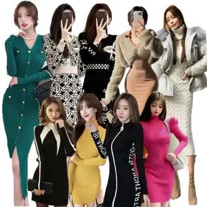 원피스 롱원피스  빅사이즈 섹시 미니 클럽 기모 니트 정장